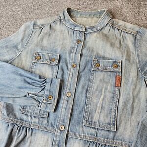 7 For All Mankind Peplum Denim Jacket Snap‎ Front Size Medium Blue